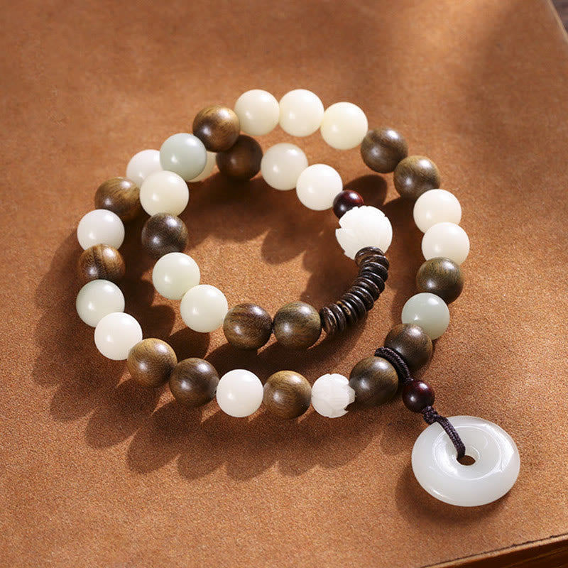 10mm Bodhi Seed Green Sandalwood Lotus Bracelet | Harmony Peace