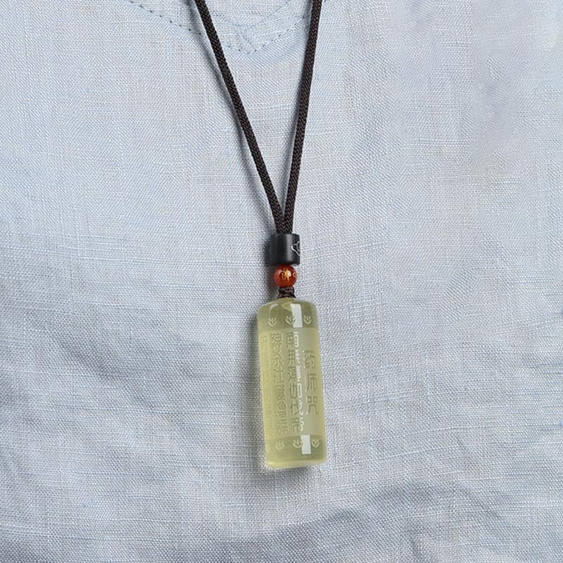 Citrine Heart Sutra Necklace for Happiness & Strength