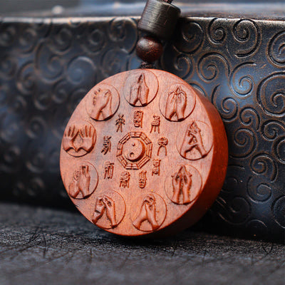 Lightning Struck Jujube Wood Yin Yang Pendants for Protection