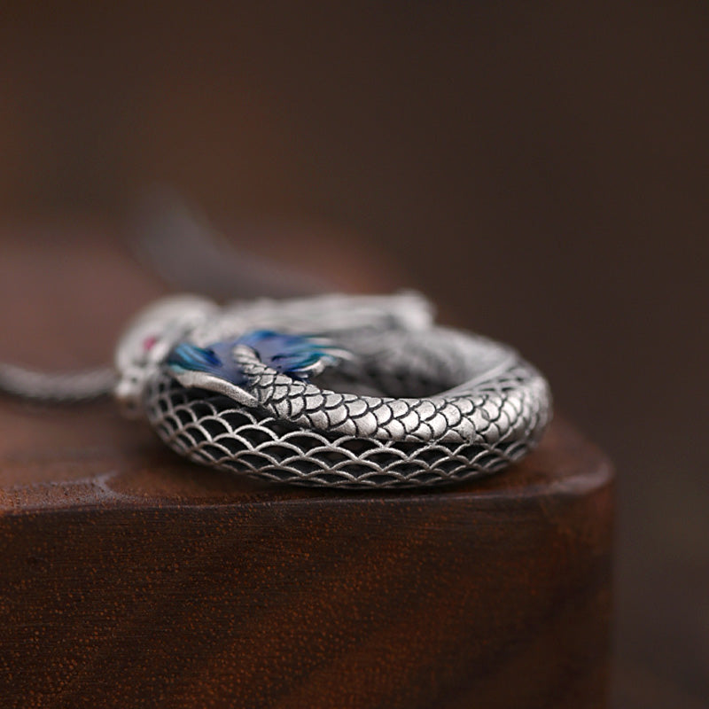 999 Sterling Silver Dragon Necklace 50cm | Auspicious Success