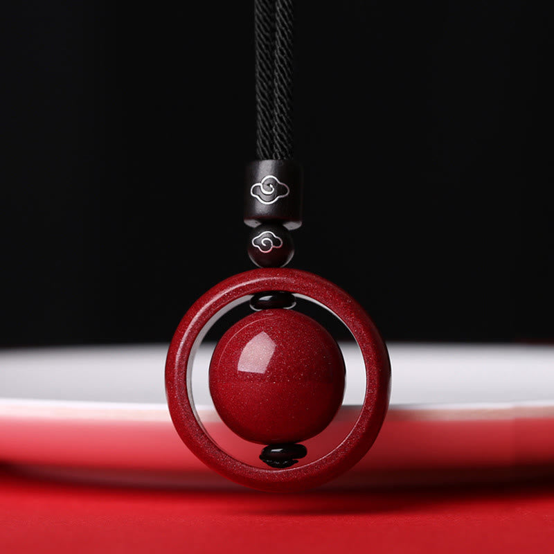 Cinnabar Om Mani Padme Hum Necklace for Blessing & Luck