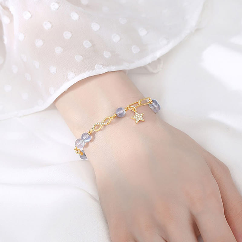 14K Gold Plated Strawberry Quartz Eternal Love Bracelet
