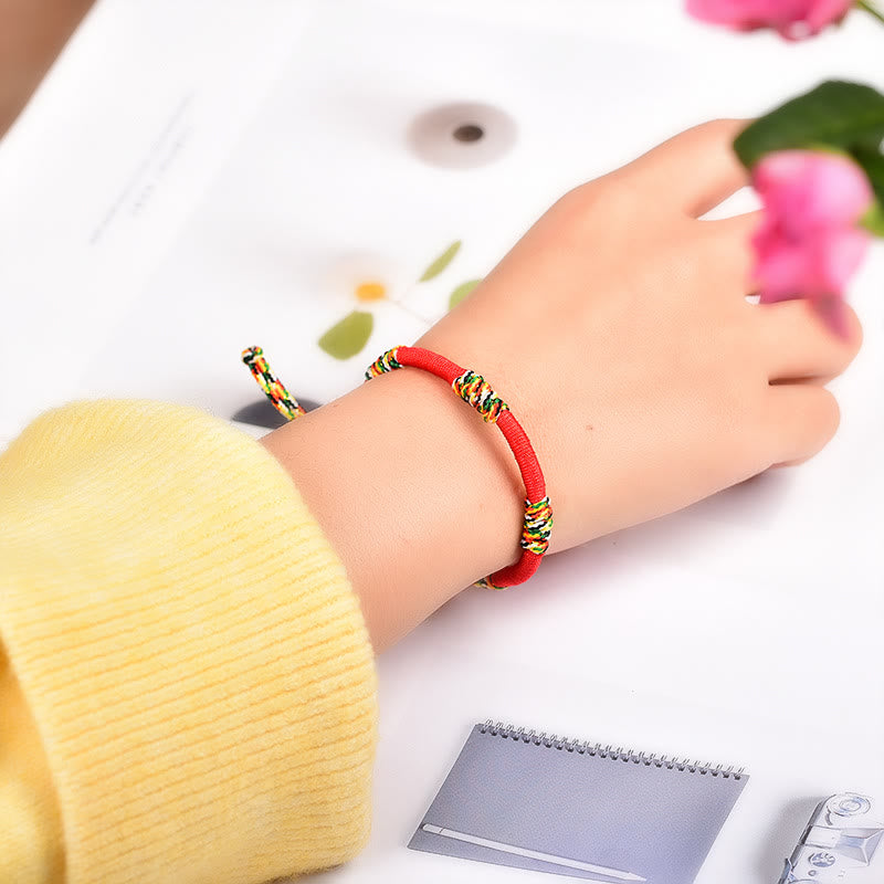 Red String Protection Bracelet with Tibetan King Kong Knot