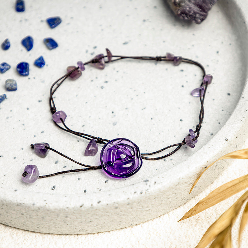 Amethyst Pink Crystal Green Aventurine Spiritual Healing Anklet