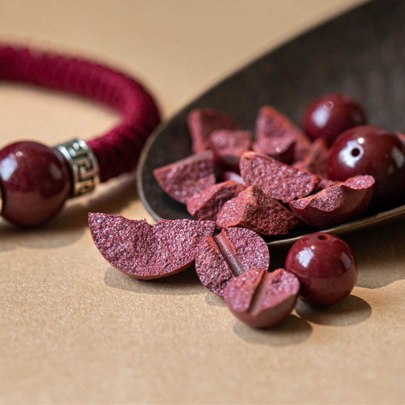 Men's Cinnabar Bracelet 12mm Beads | Sterling Silver Calm