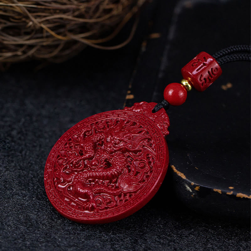 Year of the Dragon Cinnabar Protection Necklace Pendant
