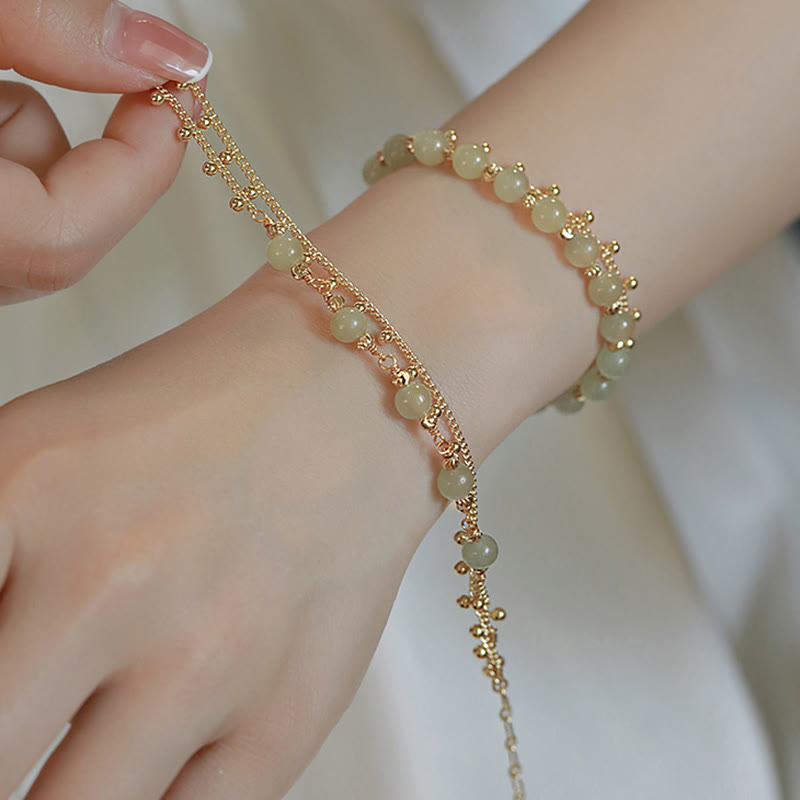 2 Layers Hetian Jade Bracelet for Luck & Prosperity