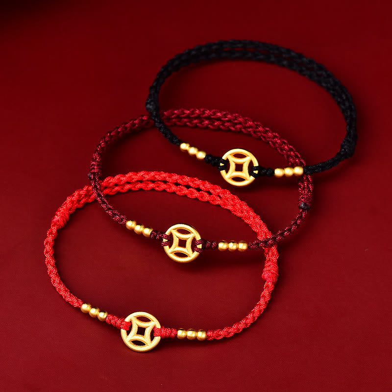 Red String Bracelet for Strength & Protection | Braided Copper Coin
