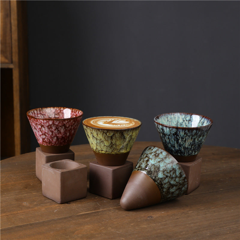 200ml Ceramic Kiln Change Coffee Mug for Zen Decor Rituals