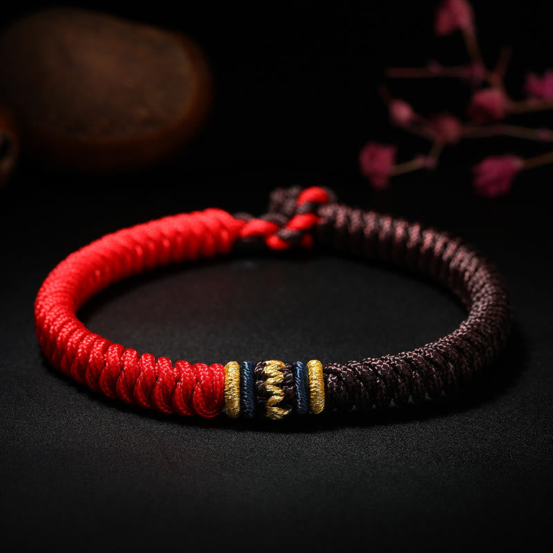 Multicolored Red String Bracelet with King Kong Knot for Protection