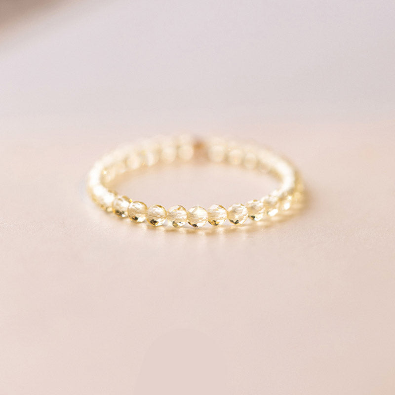 Natural Citrine Gold Ring Prosperity & Happiness 14k Plated