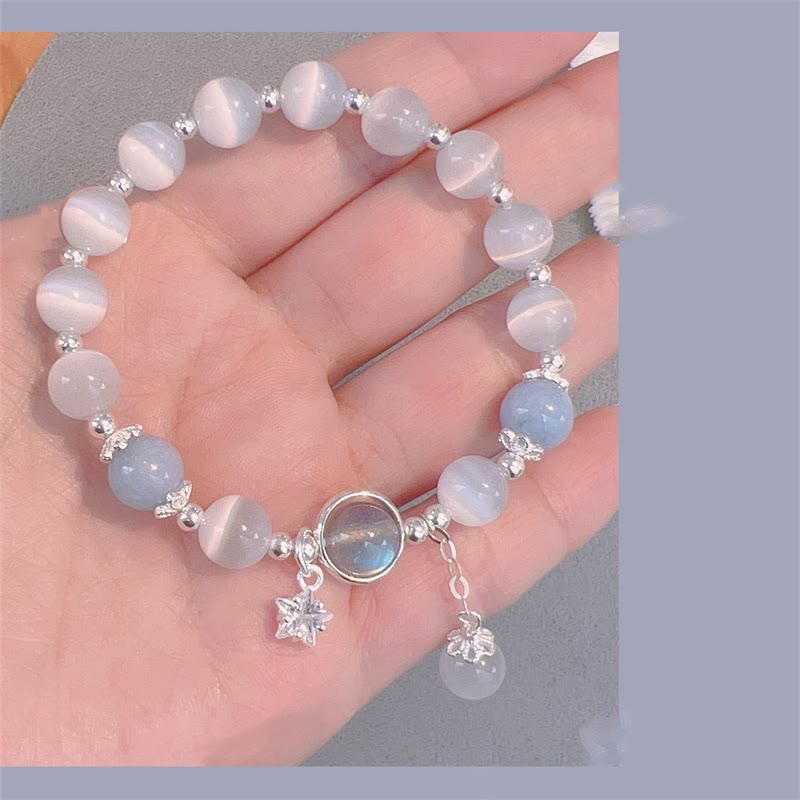 Cat's Eye Moonstone Bracelet with Butterfly or Star Charm for Balance