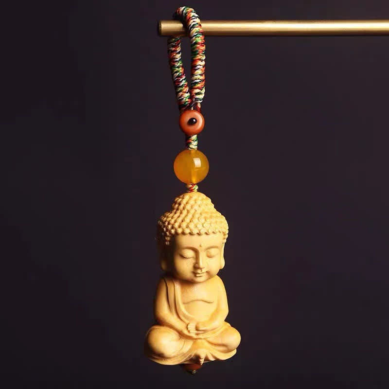 Tathagata Buddha Serenity Boxwood Spiritual Keychain