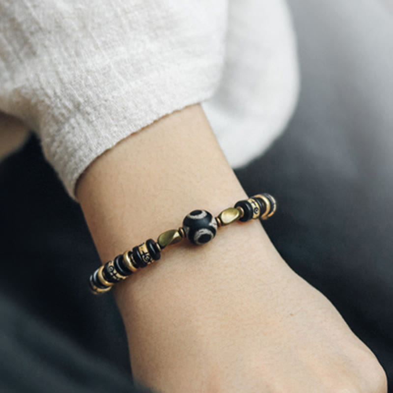 8mm Tibetan Yak Bone Ebony Wood Strength Bracelet