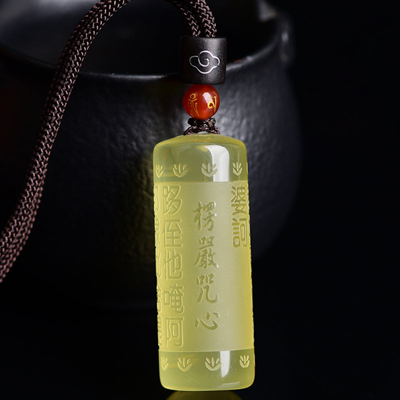 Citrine Heart Sutra Necklace for Happiness & Strength