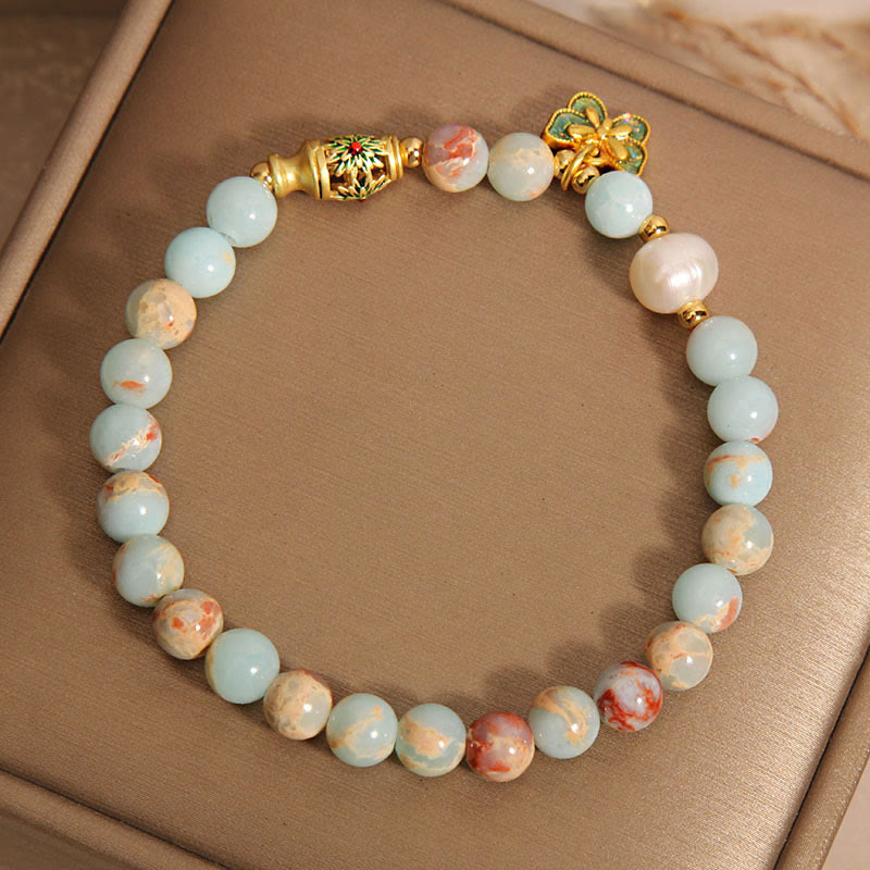 8mm Shoushan Stone Pearl Butterfly Wealth Bracelet