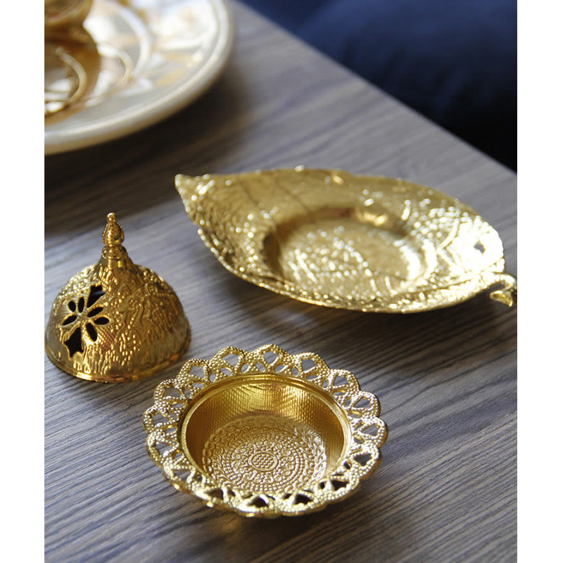 Tibetan Gold Leaf Incense Burner | Mini Meditation Coaster