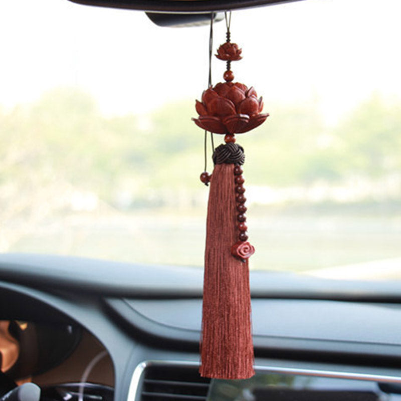 Small Leaf Red Sandalwood Zen Decor | Luck & Protection Tassel