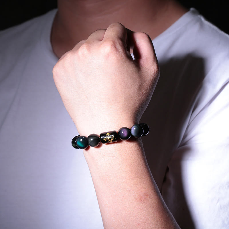 10mm Rainbow Obsidian Healing Transformation Bracelet