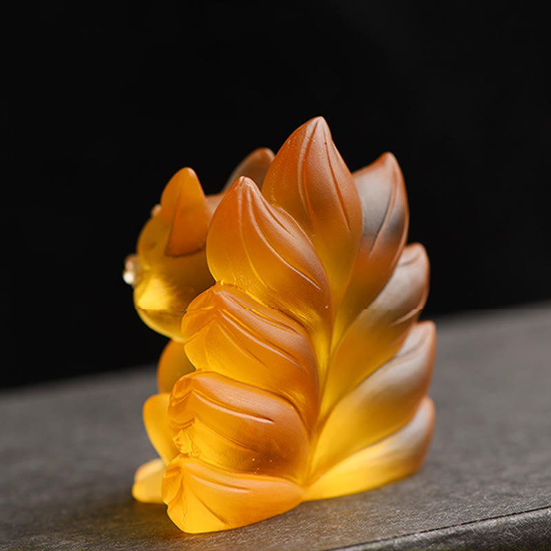 Small Liuli Nine-Tailed Fox Figurine for Success & Strength