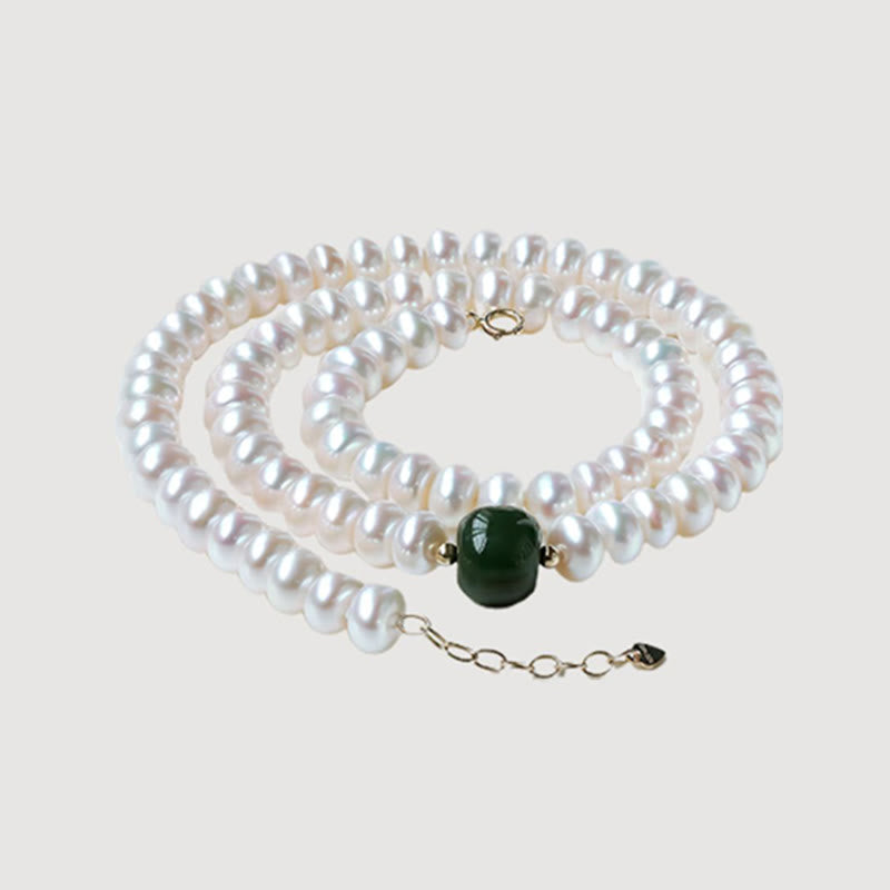Pearl Hetian Jade & Aquamarine 42cm Necklace Bracelet