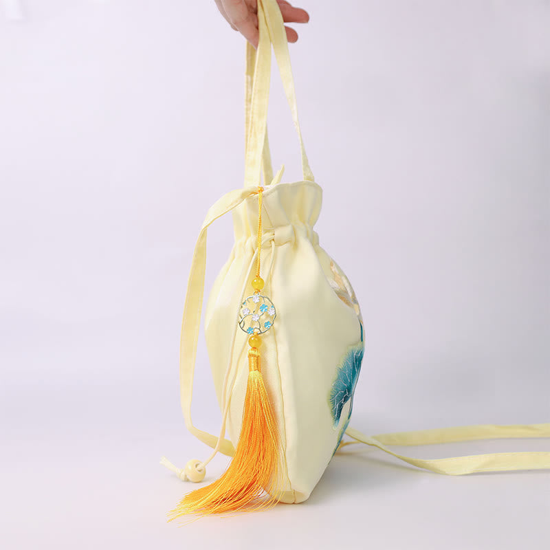 Cotton Linen Yoga Tote Bag with Adjustable Strap 21x22cm