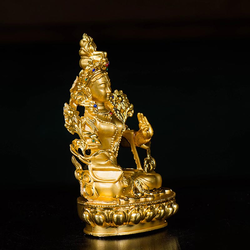 Gold Plated Bodhisattva White Tara Statue for Hope & Protection
