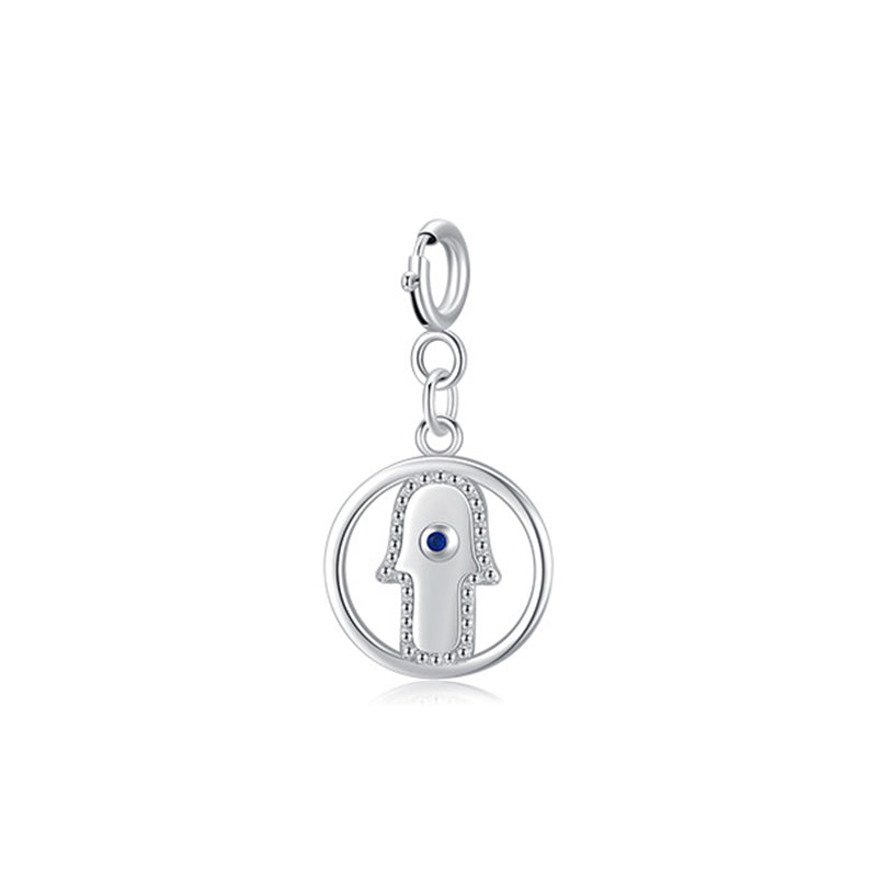 925 Sterling Silver Evil Eye Hamsa Pendant Necklace for Protection