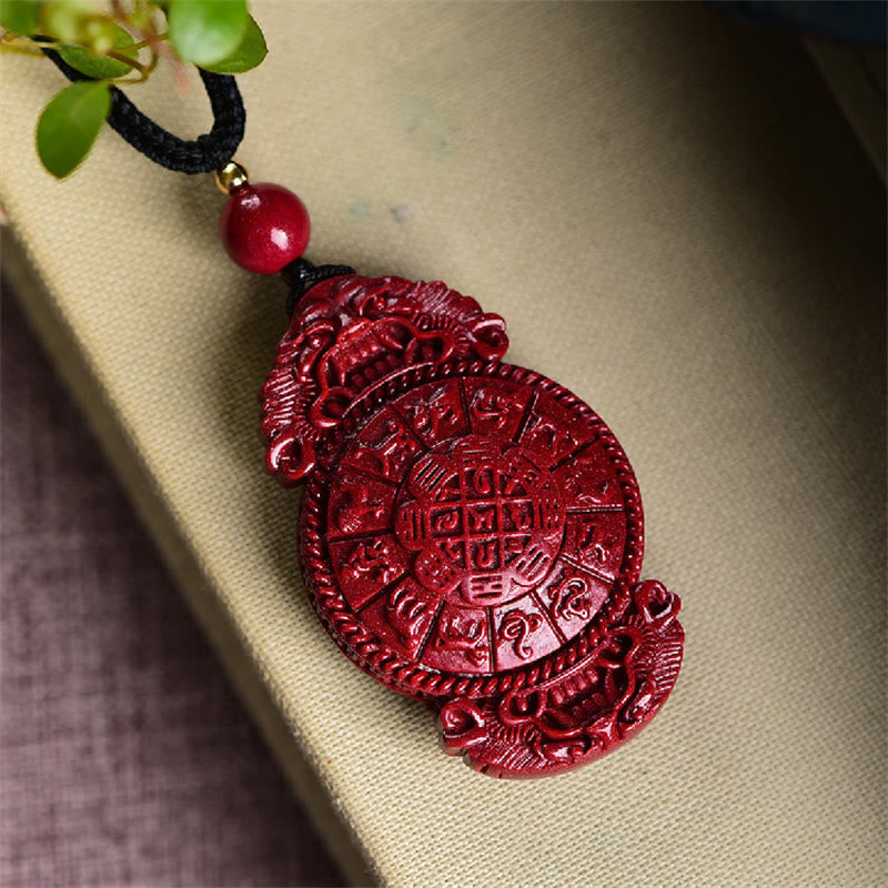 Cinnabar Buddha Necklace with Laughing Buddha & Yin Yang Pendant