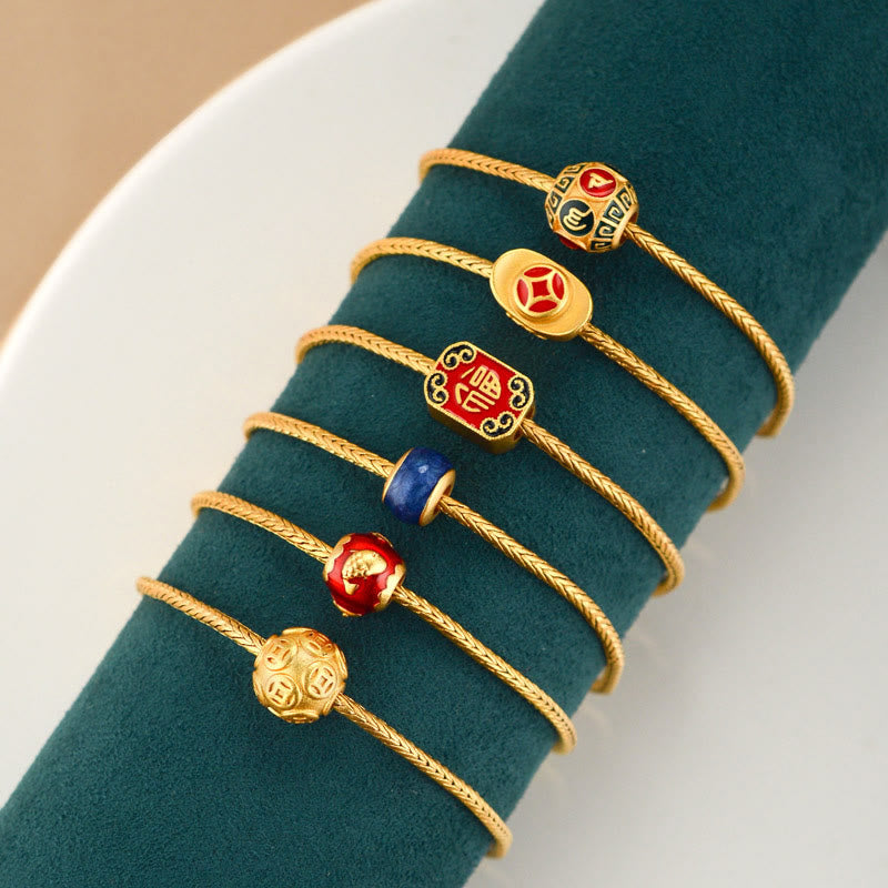 Om Mani Padme Hum Copper & 18K Gold Peace Bracelet