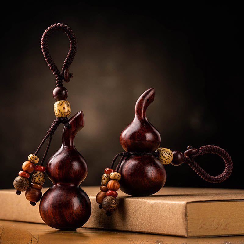 Ebony & Red Sandalwood Gourd Key Chain for Luck & Protection
