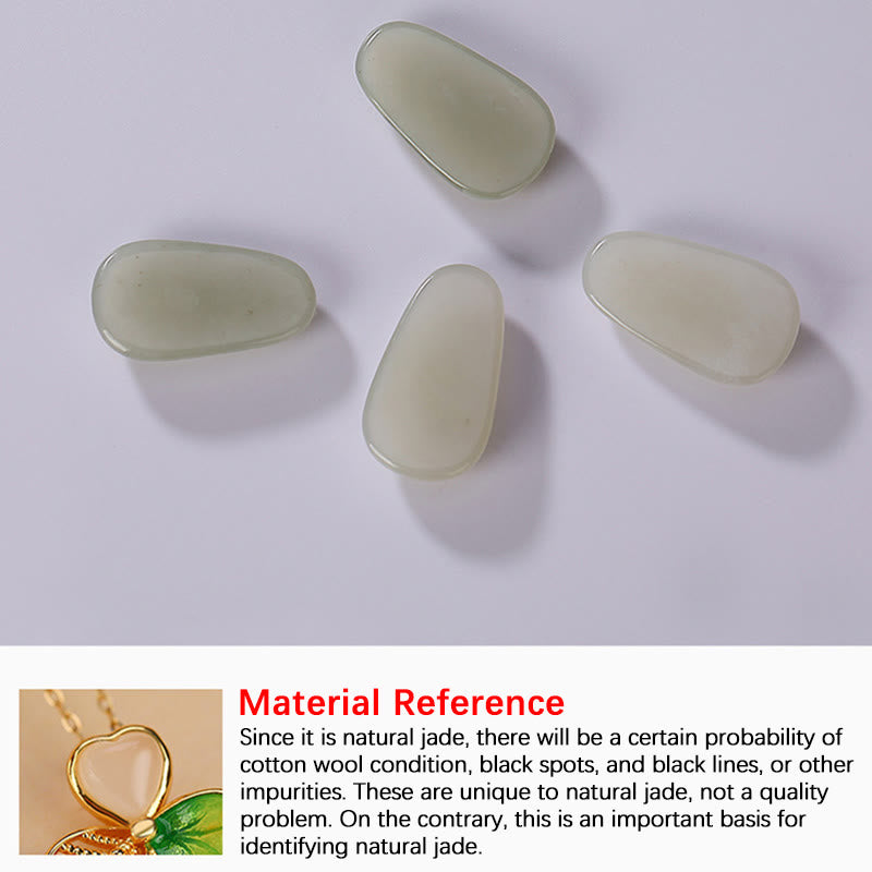 Hetian Jade Luck Shamrock Necklace & Earrings Set