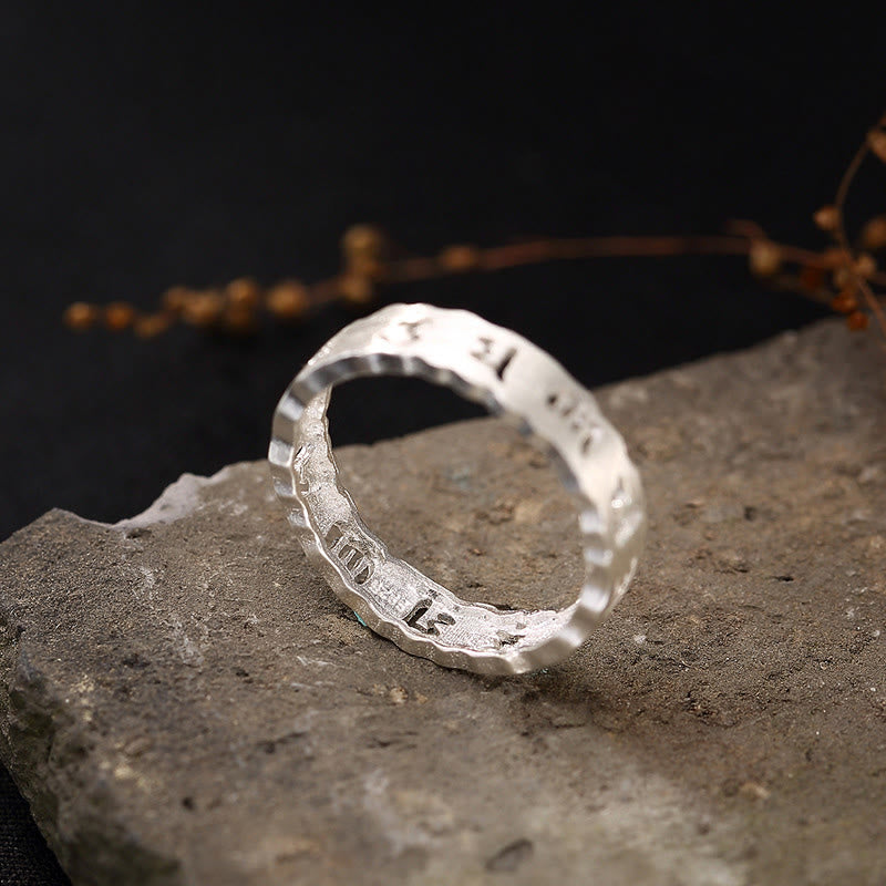 Om Mani Padme Hum Sterling Silver Tibetan Ring - Handmade Peace