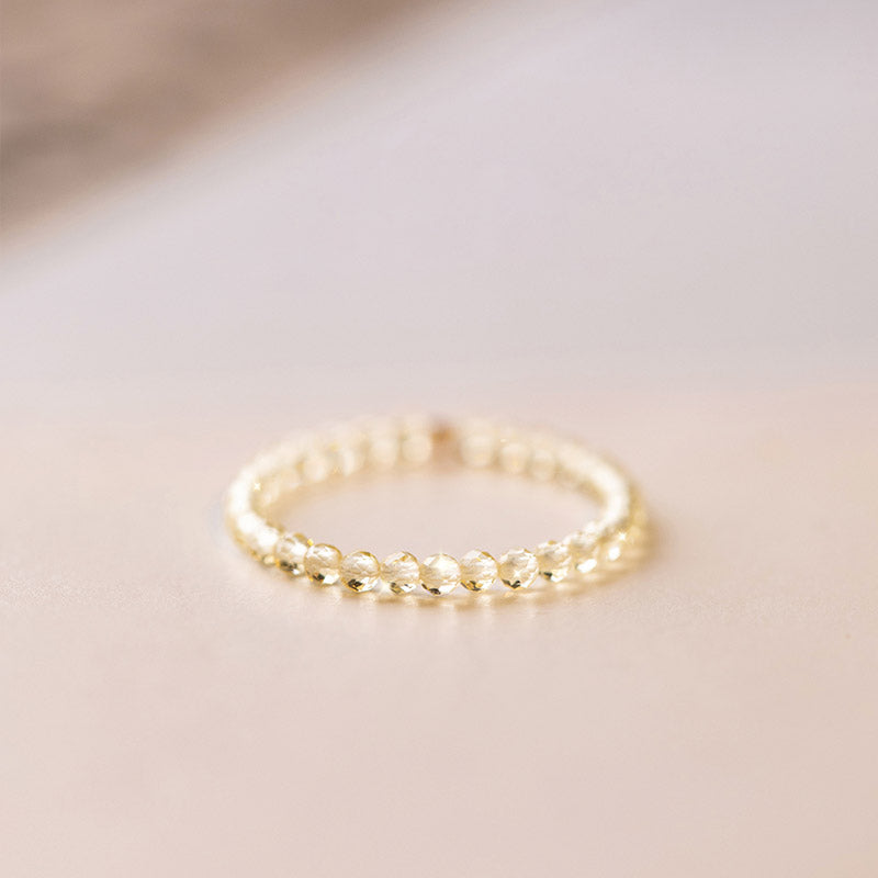 Natural Citrine Gold Ring Prosperity & Happiness 14k Plated