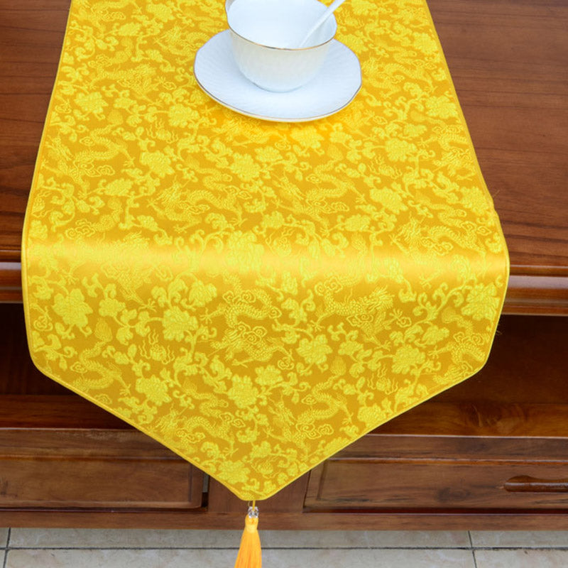 Tibetan Prayer Altar Table Runner with Dragon & Vajra