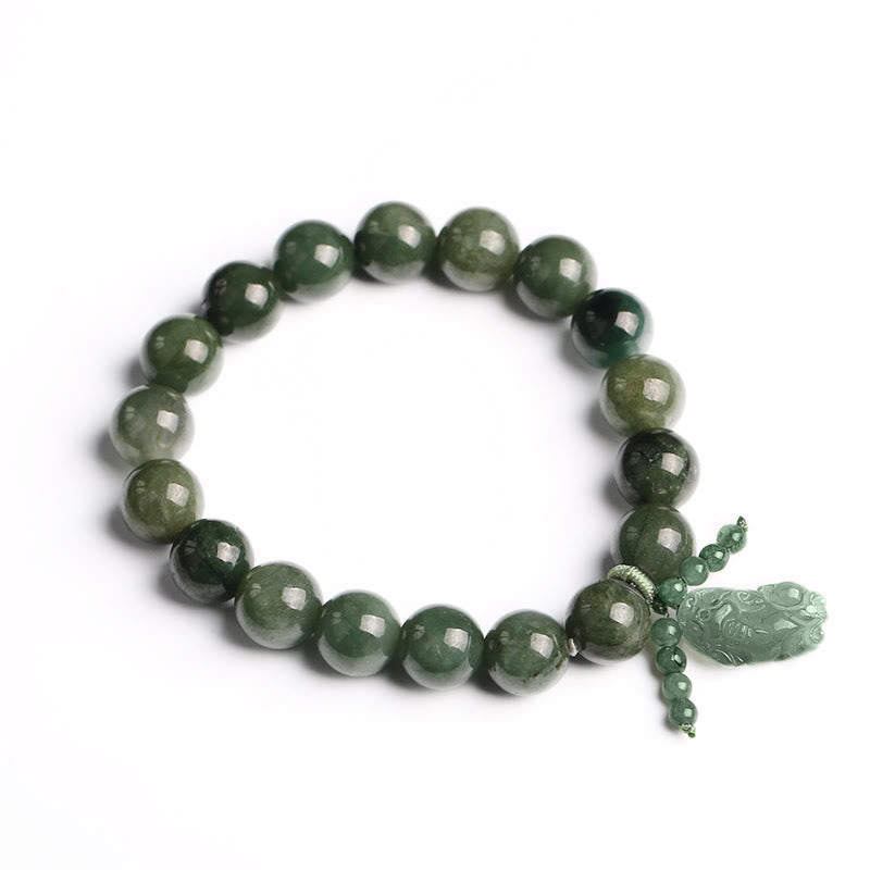 Unisex 10mm Jade Pixiu Prosperity Bracelet for Wealth