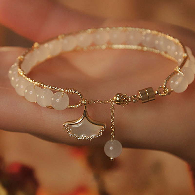 Jade Ginkgo Leaf Luck Bracelet for Prosperity & Abundance