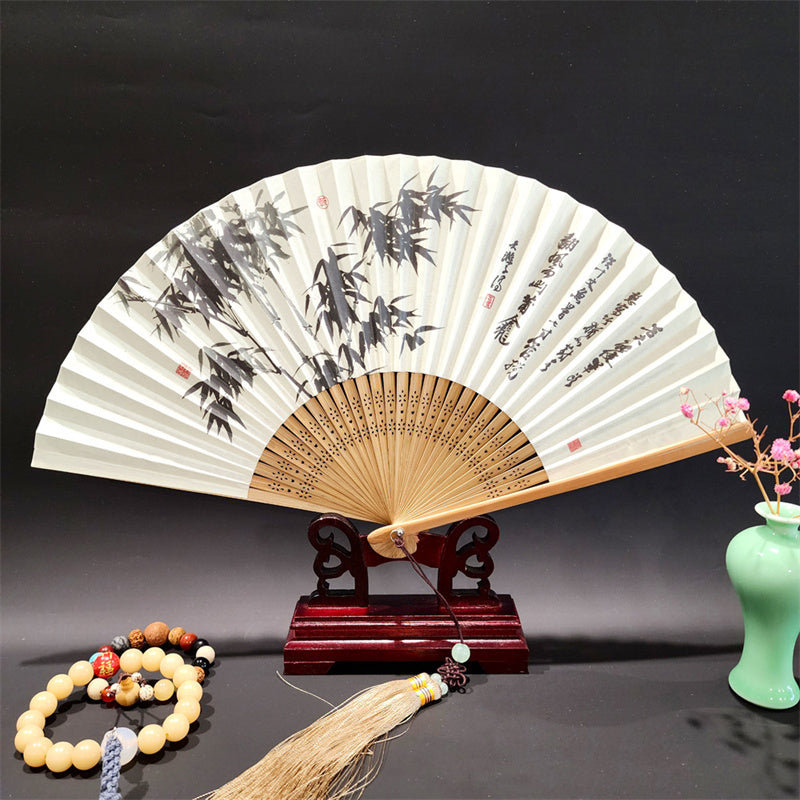 22cm Folding Fan with Panoramic Rivers and Mountains Design