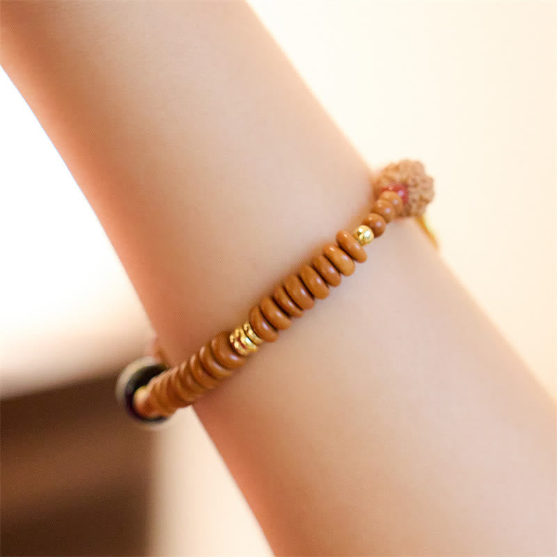 Om Mani Padme Hum Bracelet Bodhi Seed and Black Onyx