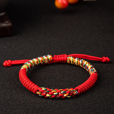 Handmade Red String Bracelet for Protection & Luck, Tibetan Style