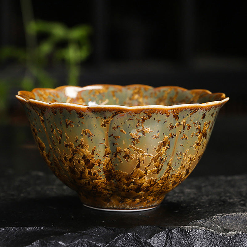 Colorful Brown Ceramic Chinese Tea Cup Bowl 210ml Size