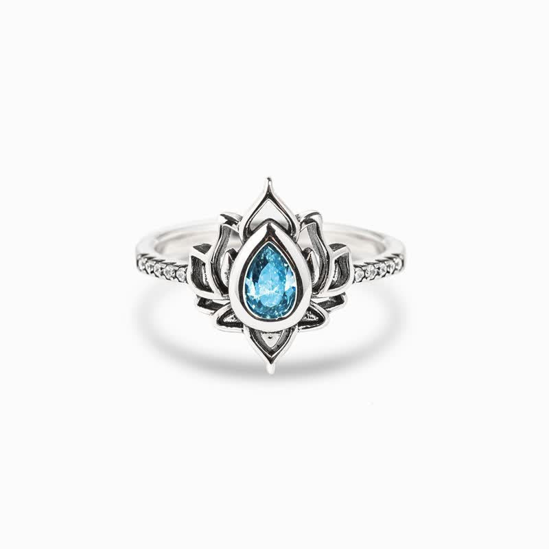 Sterling Silver Lotus Blessing Ring for Protection