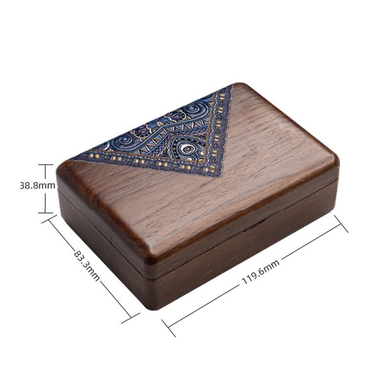 Black Walnut Wood Jewelry Storage Box with Mirror | Zen Decor