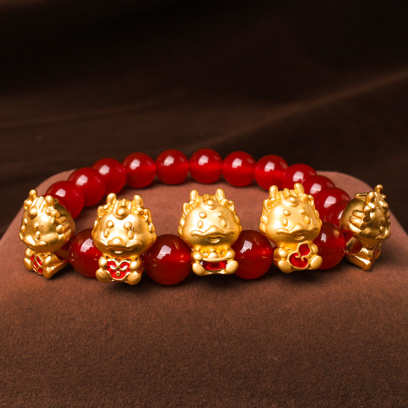 Red Agate Dragon Protection Bracelet for Protection