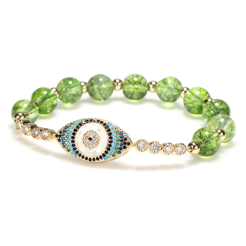 8mm Peridot Evil Eye Abundance Bracelet for Protection