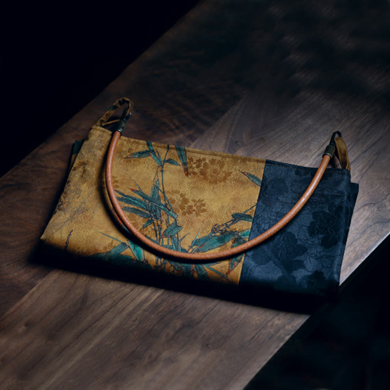 33cm Spiritual Bamboo Leaves Shoulder Bag with Buckle