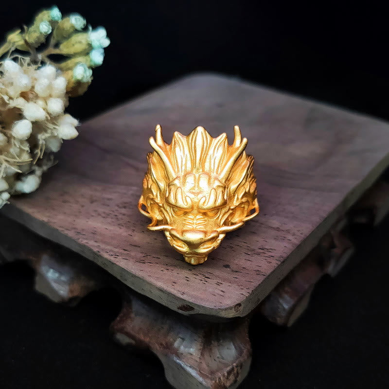 Adjustable Golden Dragon Luck Protection Ring