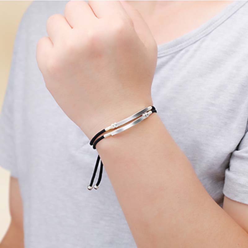 Sterling Silver Red String Layered Braid Bracelet for Luck & Protection