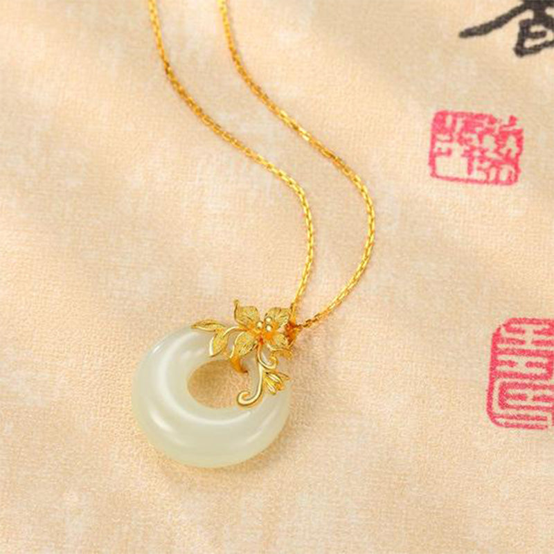 Tibetan White Jade Calm Necklace for Protection & Luck