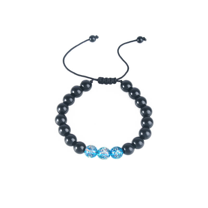 10mm Black Obsidian Strength Bracelet with Glowstone